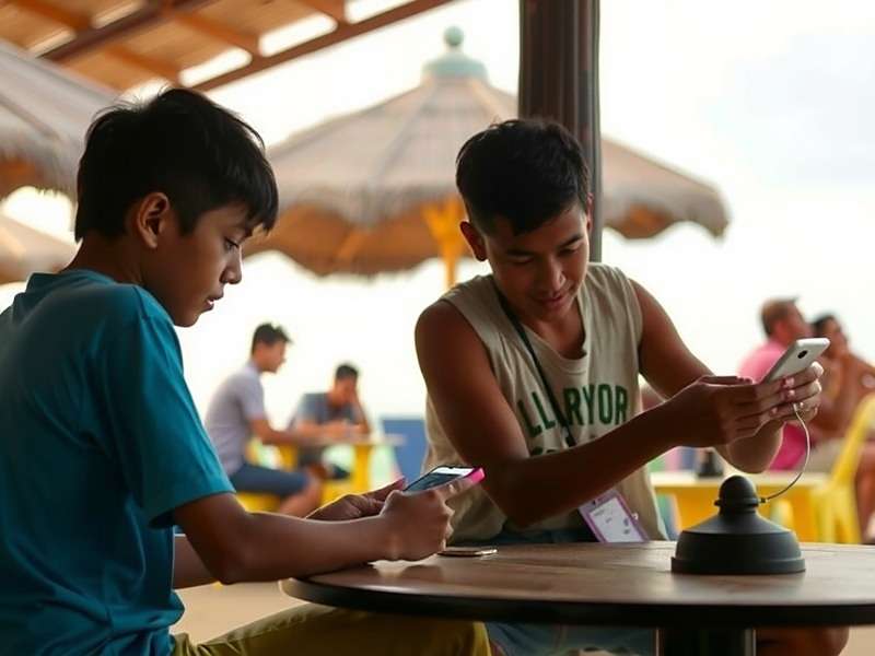 Goa Young Playmakers gaming culture Goan youth playing mobile games at a beach café